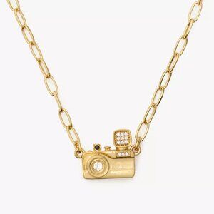 NEW Kate Spade picture perfect Camera Charm Necklace NWT Gold Photographer charm